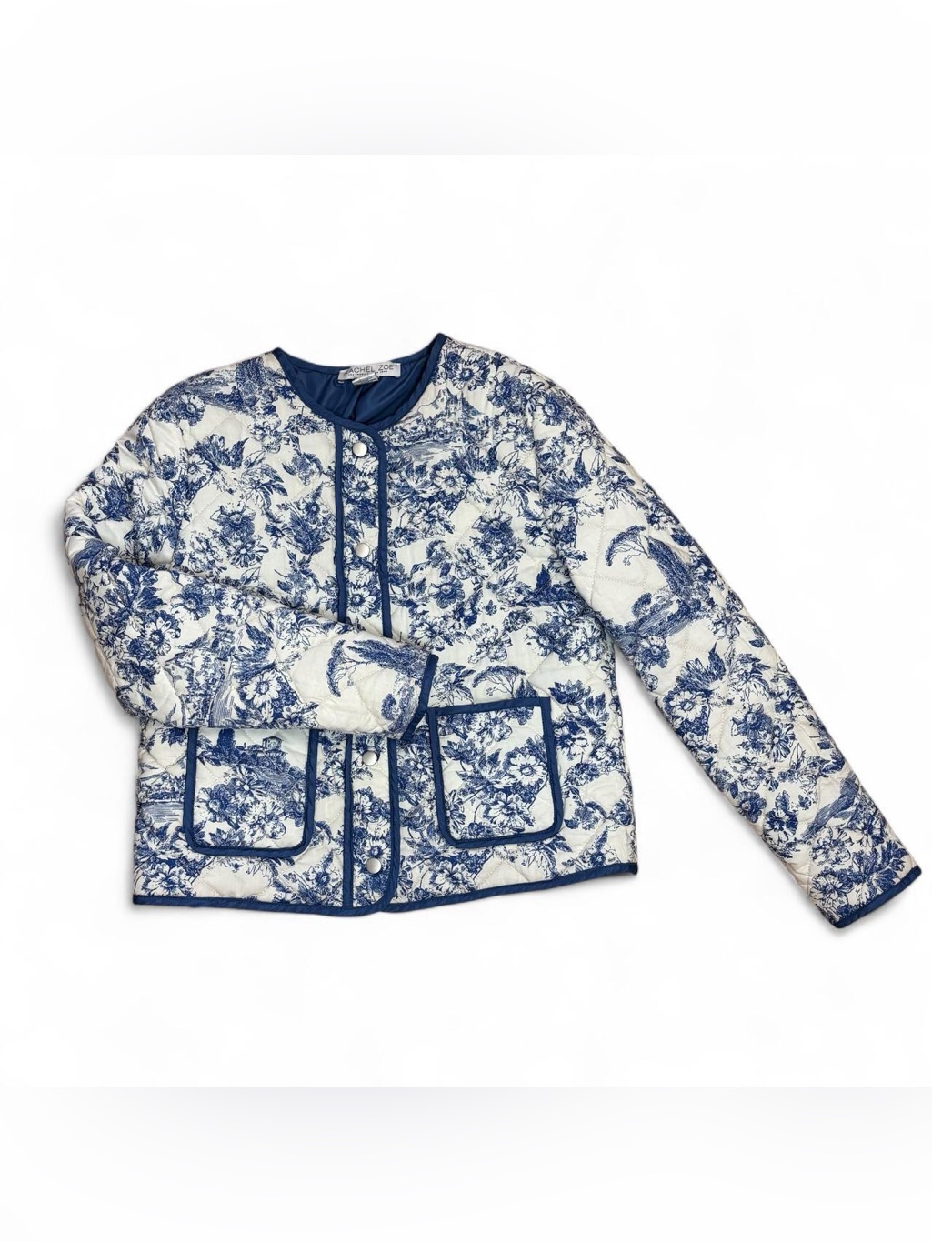 Rachel Zoe White And Blue Floral Toile Jacket